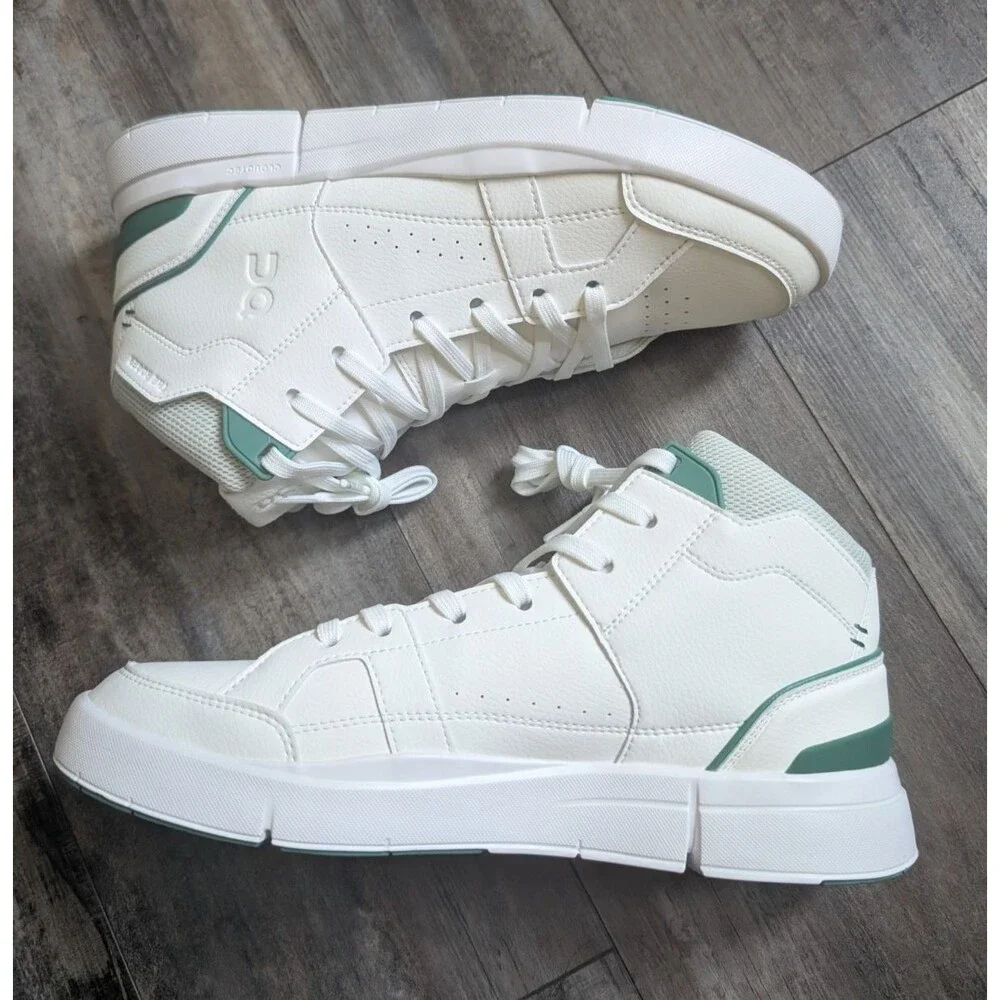On THE ROGER Clubhouse Mid White Green Sneakers Mens Size 9.5M Women's 11 New - Picture 3 of 5